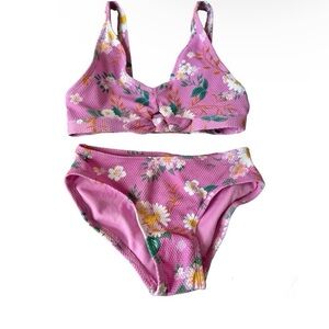 Art Class Girls Two Piece Floral Pink Swimsuit Size 7/8